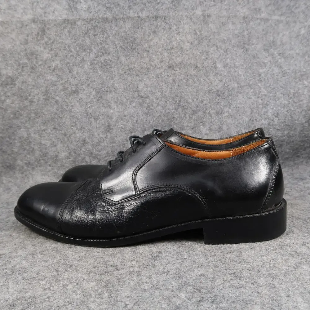 Pronto Uomo Dress Shoes Mens 8.5 Oxford Leather Derby Cap Toe Black Formal Italy